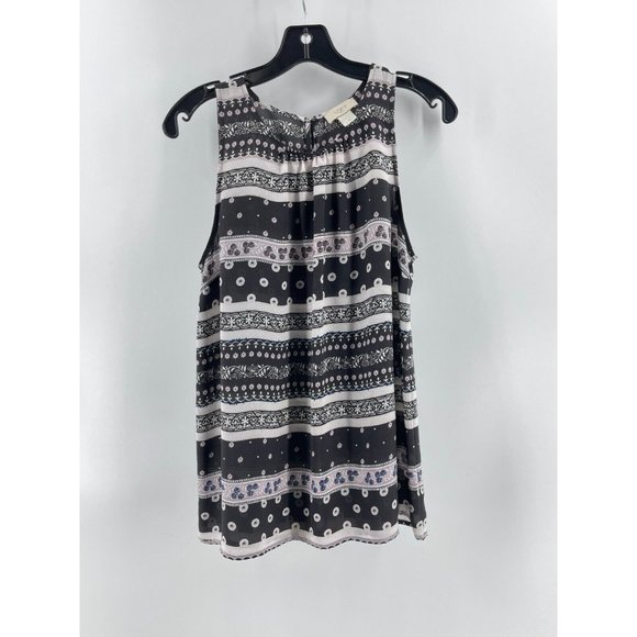 Ann Taylor Loft Women's Striped Floral Print Sleeveless Top Shirt Blouse Size M - Picture 2 of 12